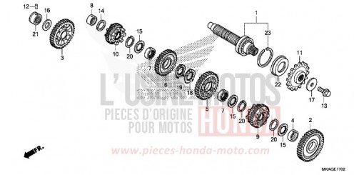 GETRIEBE (GEGENWELLE) (NC750SD) NC750SDH de 2017